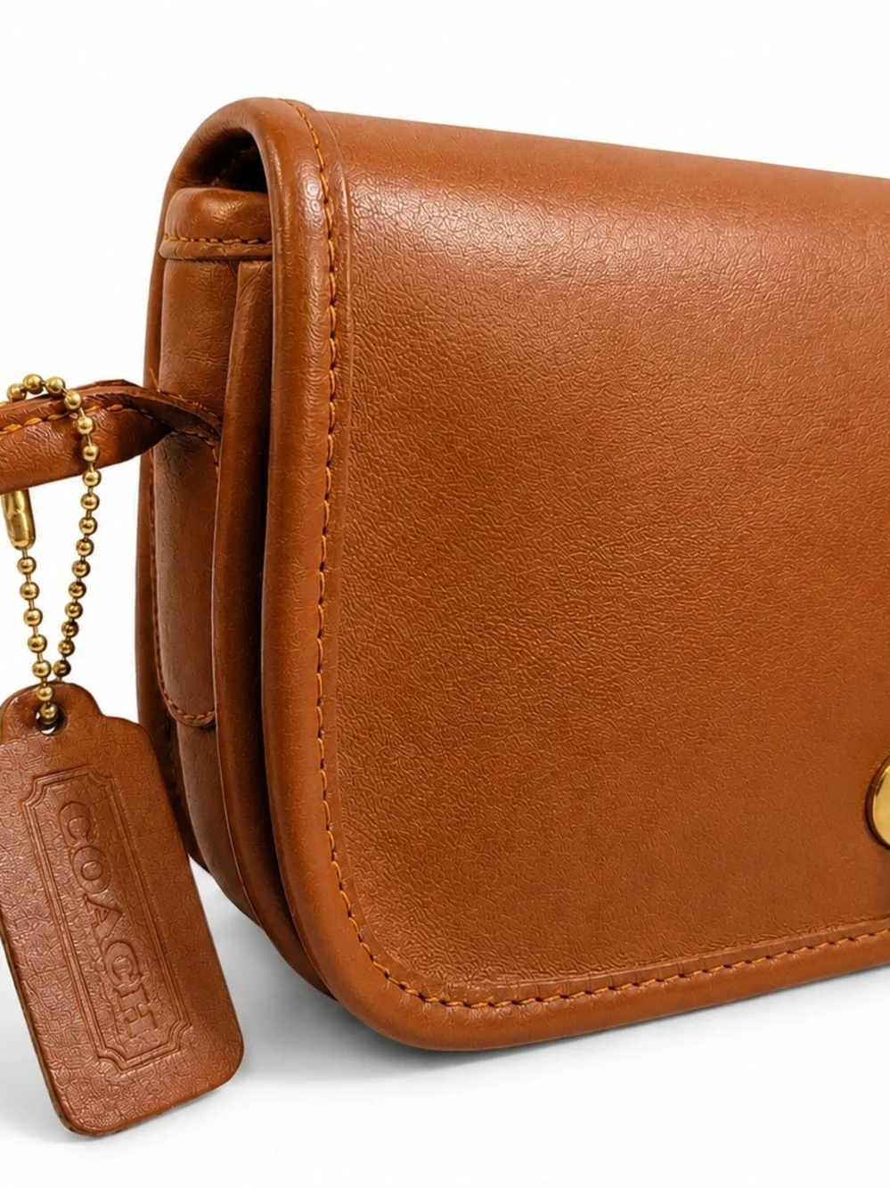 Vintage Early Coach Dinky Glove Tanned Leather Crossbody Bag in British Tan